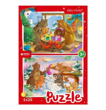 Rebo Christmas Bears - Puzzel 2 X 24 Stukjes