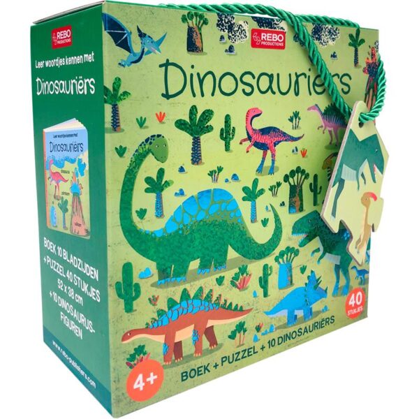 Rebo Dinosauriers - Boek-Puzzel - 10 Figuren