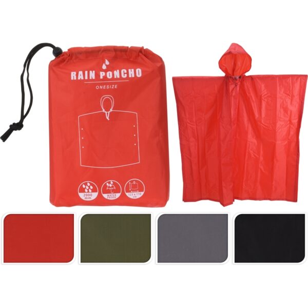 Regenponcho Voor Volwassenen Assorti Kleuren One Size 123x110cm