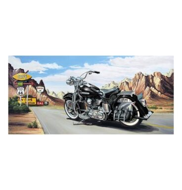 Schilderij Harley Route 66 40x78cm In Zwart Houten Lijst