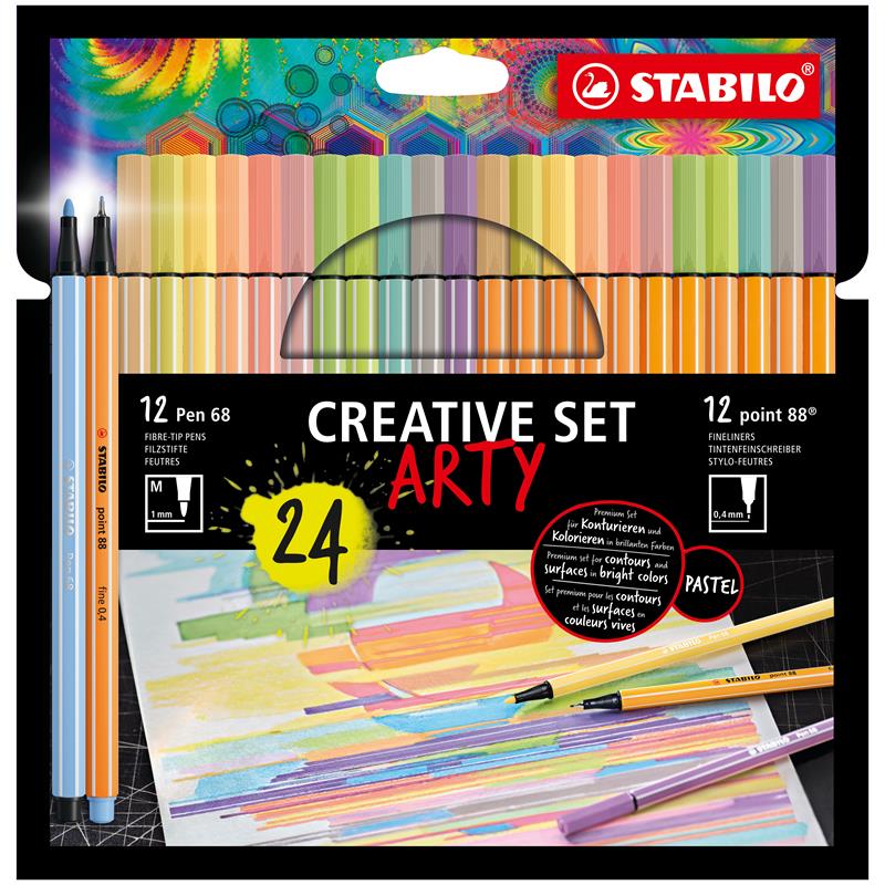 Stabilo Arty Creative Set Pen 68/Point 88 Etui A 24 Kleuren