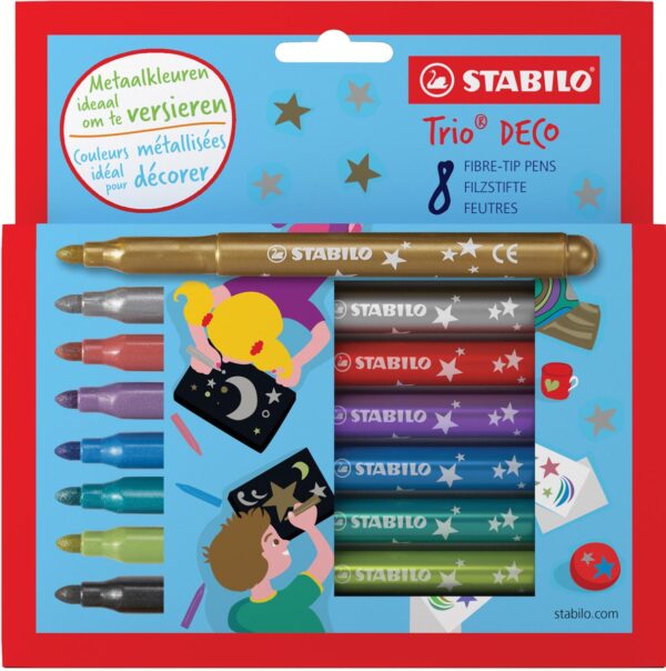 Stabilo Trio Deco Metallic Viltstiften Etui A 8 Stuks