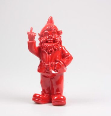 Stoobz Polystone Beeld Kabouter F*ck You Rood 16x12x32cm