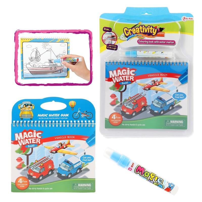 Toi Toys Kleuren Met Water &apos;Voertuig&apos; Boek+stift