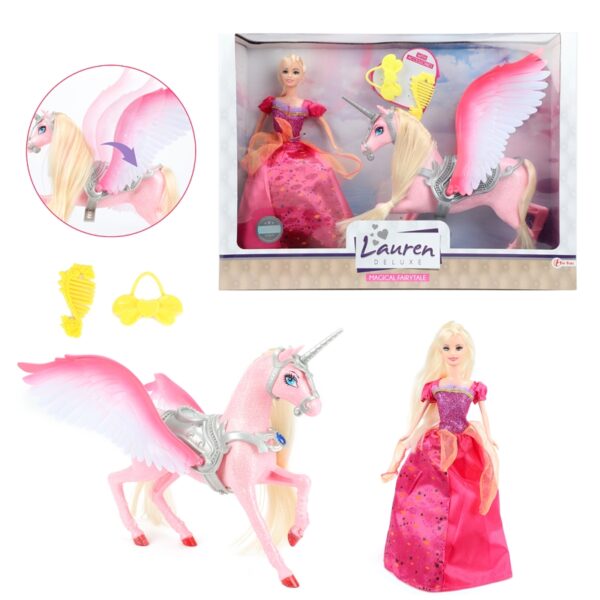 Toi Toys Lauren Tienerpop Prinses Met Glitter Paard En Accessoires