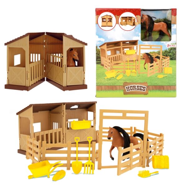 Toi Toys Paardenstal Met 1 Paard En Accessoires