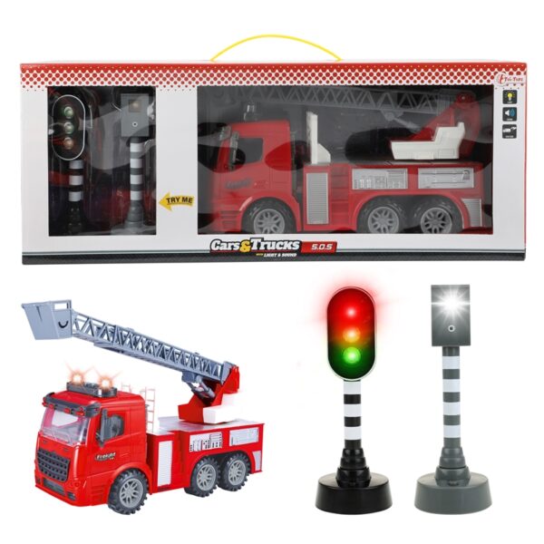 Toi Toys Set Brandweer Frictie + Verkeerslicht (licht+geluid)