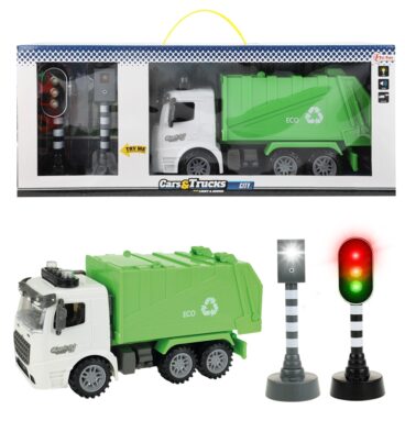 Toi Toys Set Vuilniswagen Frictie + Verkeerslicht (licht+geluid)