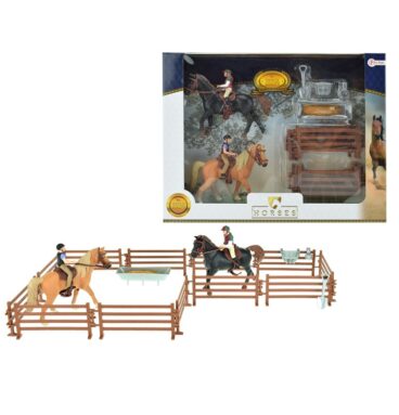 Toi Toys Twee Paarden Met Ruiters Hekwerk En 4 Assorti Accessoires