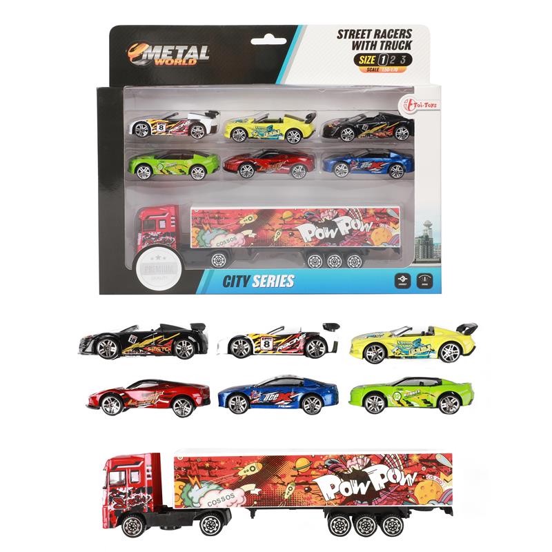 Toi Toys Vrachtwagen Pop Art Met 6 Raceauto&apos;s