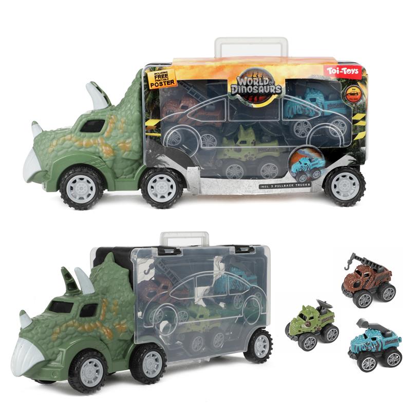 Toi Toys World Of Dinosaurs Dinotruck Met 3 Pull Back Auto&apos;s