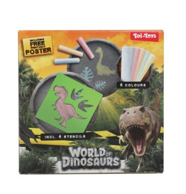 Toi Toys World Of Dinosaurs Stoepkrijtset Met 4 Sjablonen