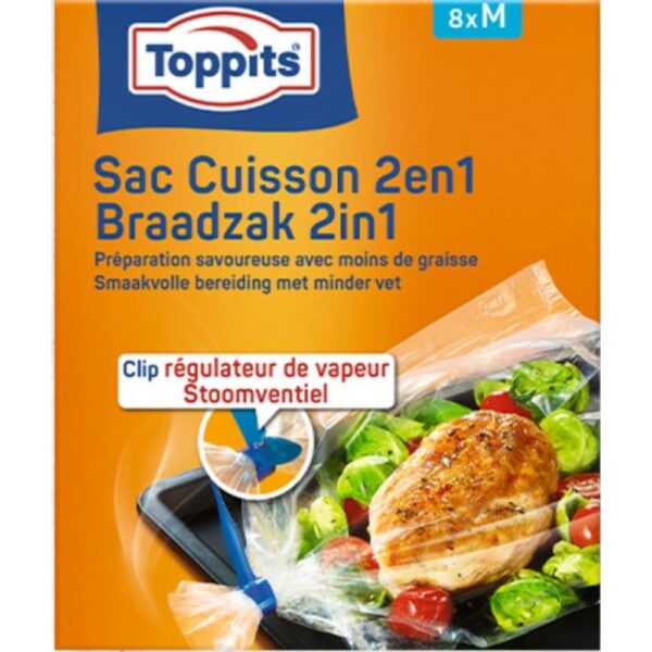 Toppits Braadzakken 2-in-1 8 Zakken Maat M Tot 2