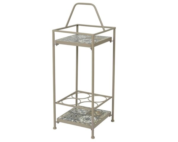 Toulouse Buitenwijnrek / Serveertafel Taupe Met Mozaiek-inleg 28x26x74.5cm