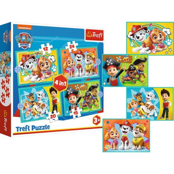 Trefl Paw Patrol 4-in-1 Puzzel 12/15/20/24 Stukjes