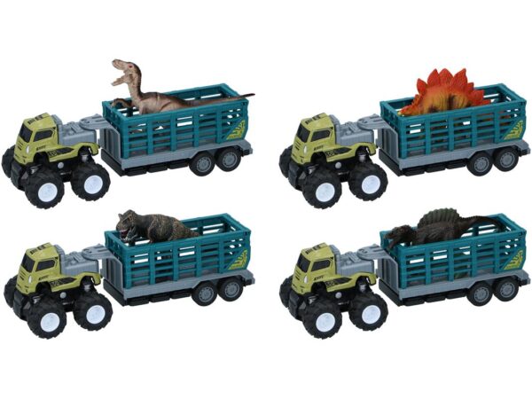 Truck Met Aanhanger En Dino 26x9x9cm