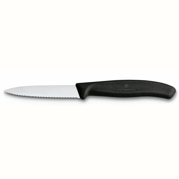 Victorinox Swissclassic Schilmes 8cm Gekarteld Lemmet Zwart Handvat