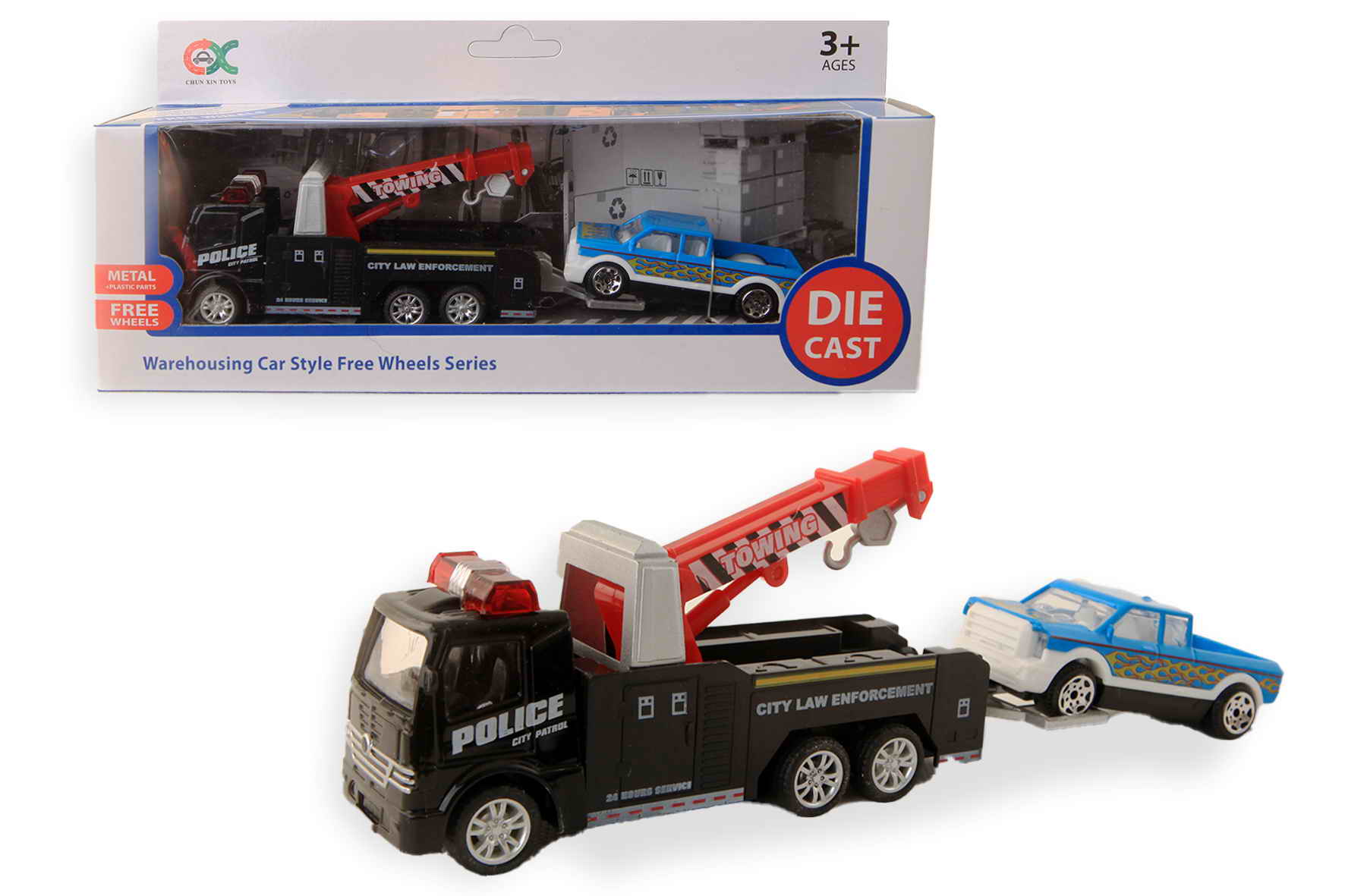 Vrachtauto Met Heftruck/takel Die-Cast 18cm