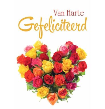 Wenskaarten Hartelijk Gefeliciteerd Bloem Pakje A 10 Stuks Met Envelop