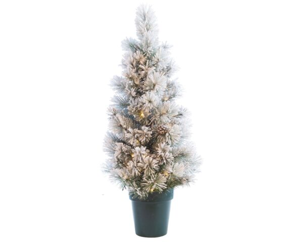 everlands kunstkerstboom Vancouver Besneeuwd In Pot 120cm Verlicht Met 80LED